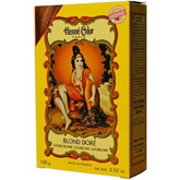 Geel doosje Henné Color gouden blonde hennapoeder met vintage decoratie
